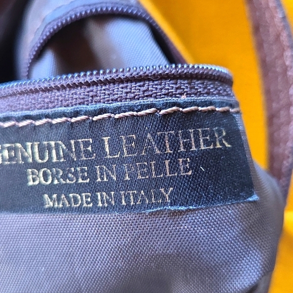 BORSE IN PELLE Elegant Mustard and Brown Women's Backpack. Made In Italy.. - Picture 7 of 8